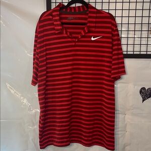 Nike Men's Polo Shirt in Red and Black Stripes